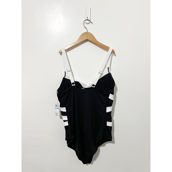 Anne Cole Plus Size Contrast Trim Mesh Insert One-Piece Swimsuit Size 20W - Picture 8 of 13